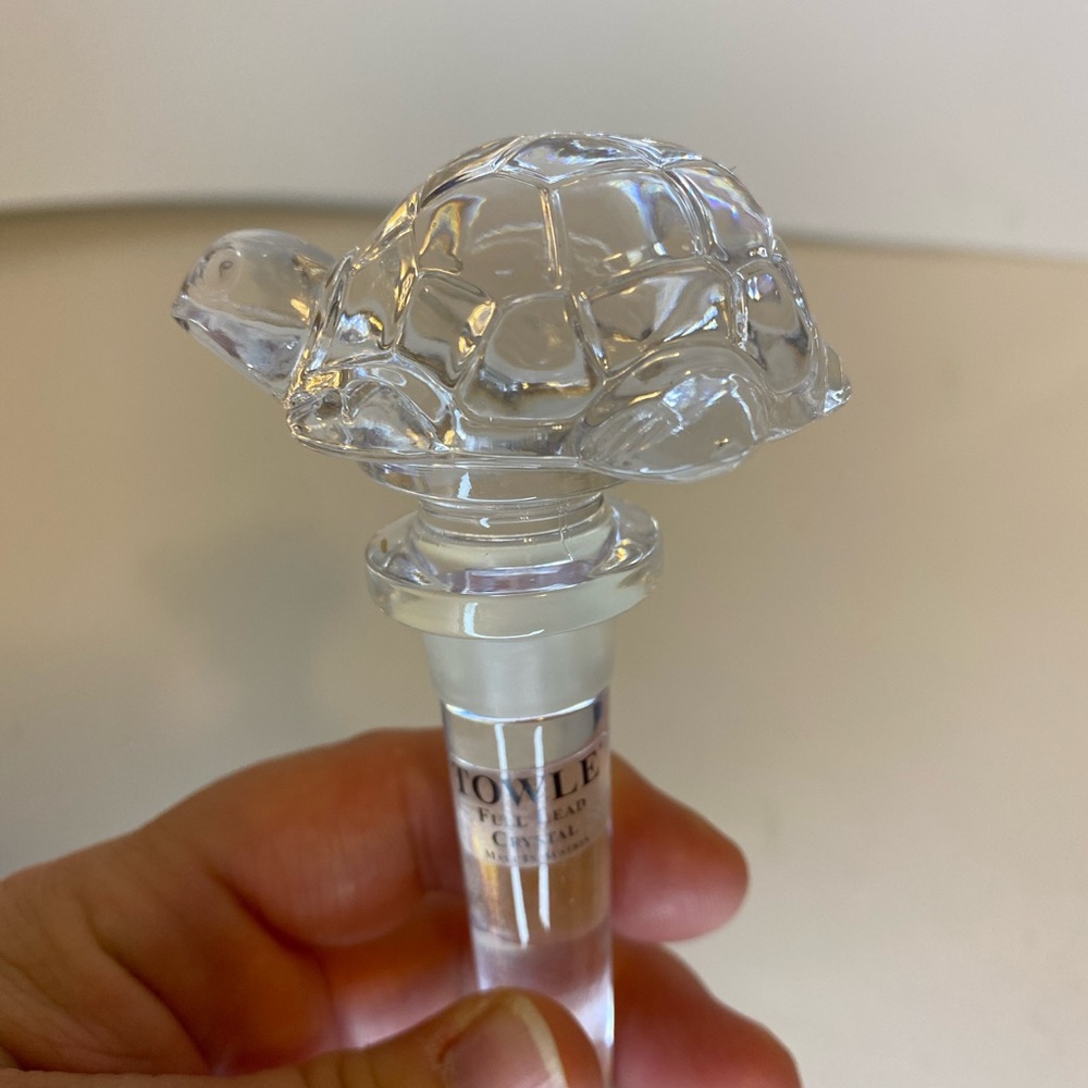 Towle Lead Crystal Turtle Wine Liquor Bottle Topper Stopper Austria Glass